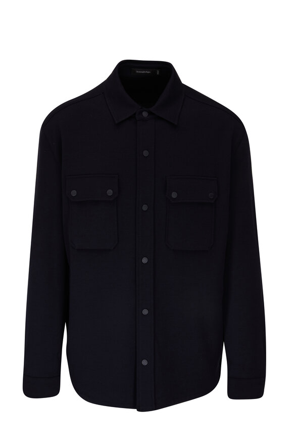 Zegna - Navy High Performance Knit Overshirt