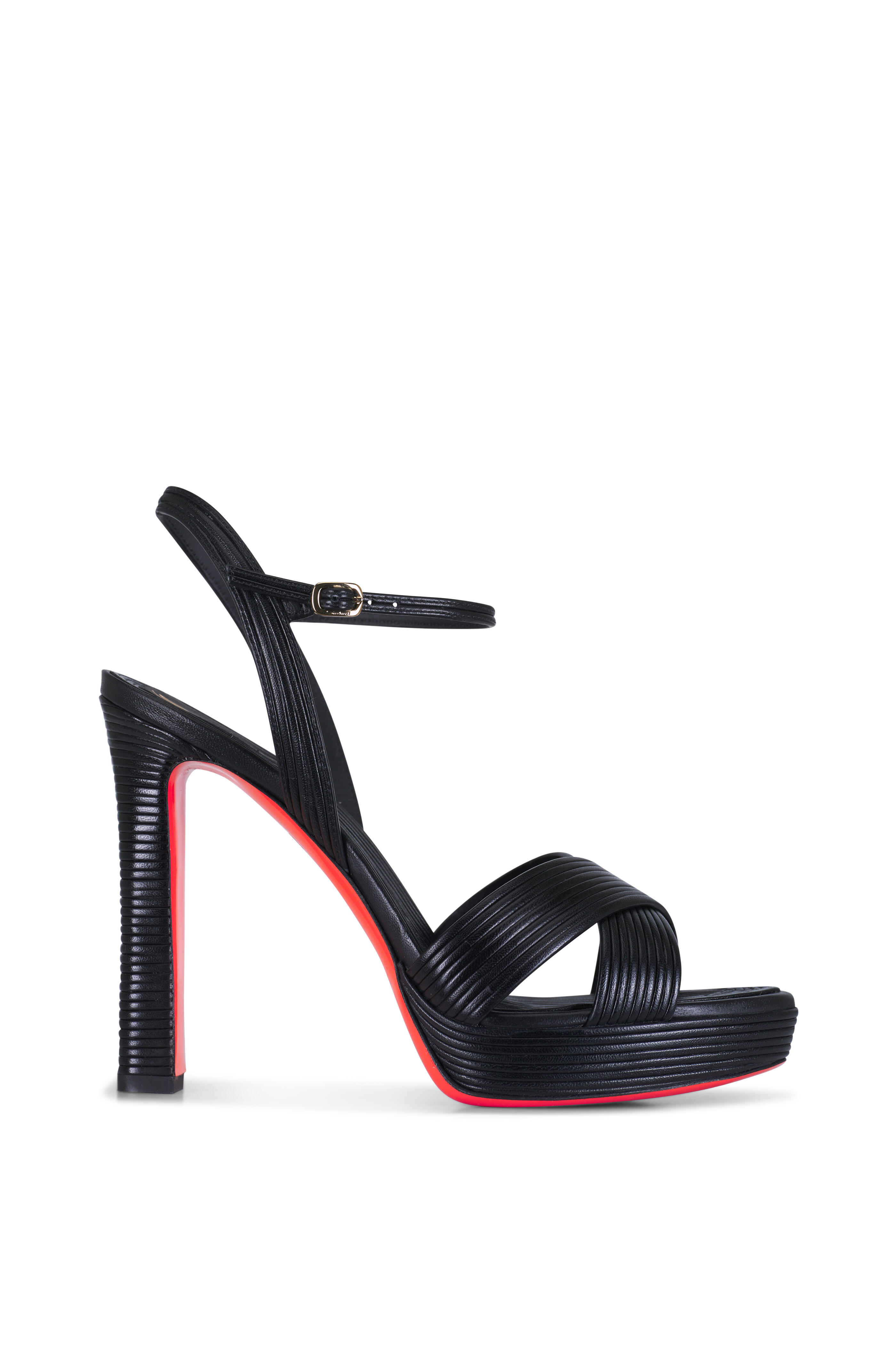 Santoni - Laureen Black Leather Sandal, 80mm