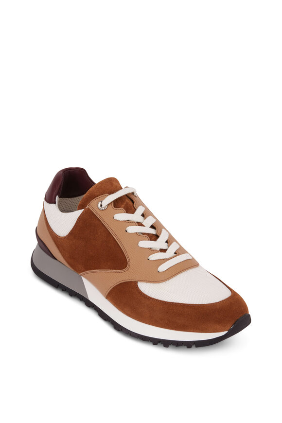 John Lobb - Foundry Tan Suede, Leather & Mesh Trainer