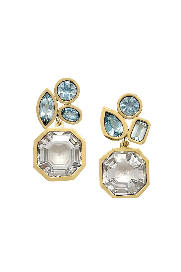 Leslie Paige 14k Yellow Gold Quartz Cluster Drop Earring