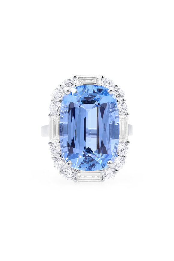 Oscar Heyman Platinum Aquamarine & Diamond Ring