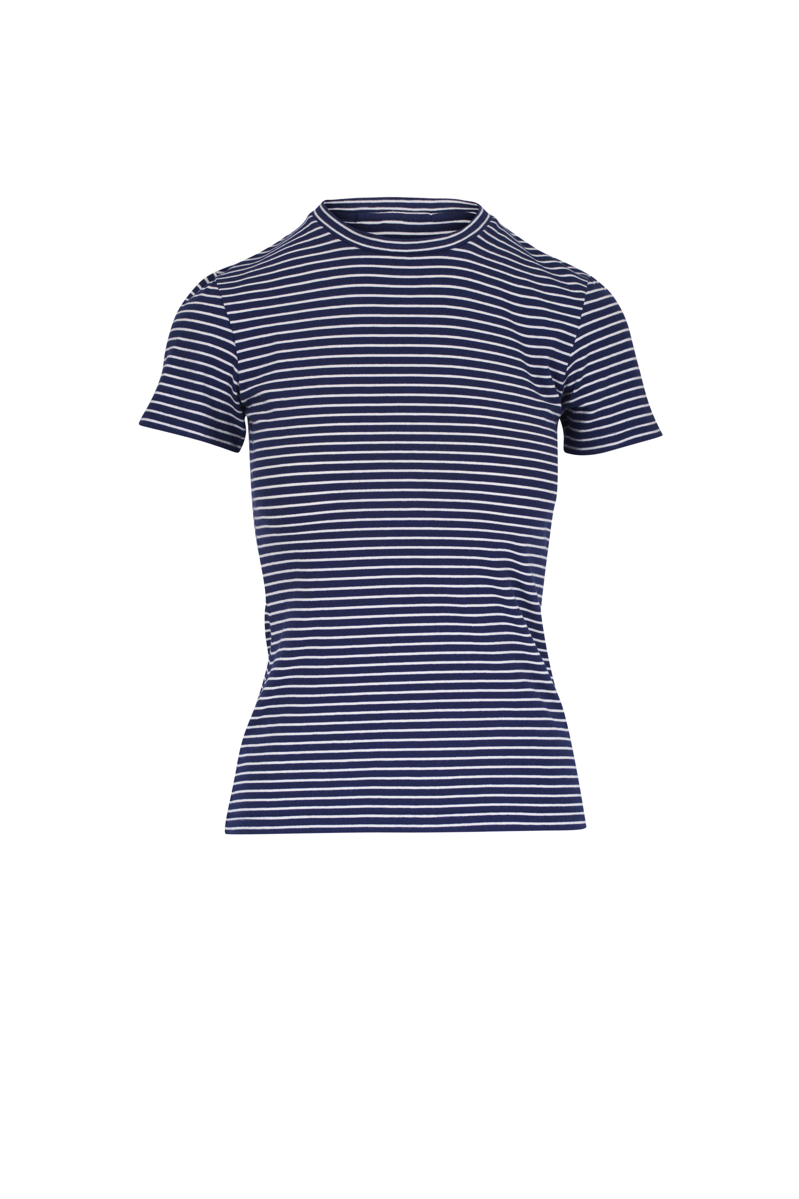 Nili Lotan - Lana Navy & Natural Stripe Crewneck T-Shirt