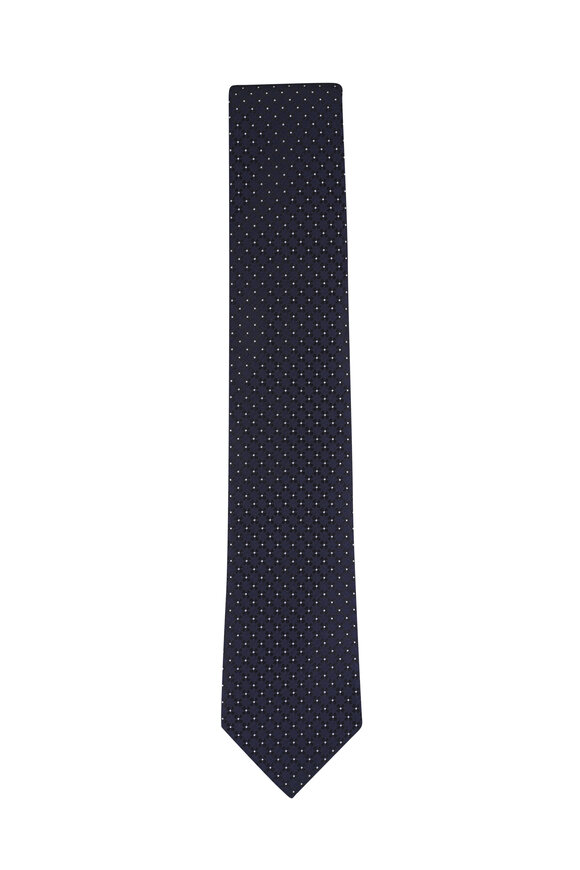 Zegna Navy Silk Jacquard Necktie