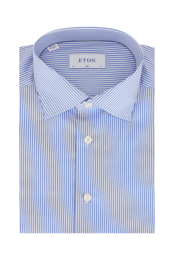 Eton Royal Blue & White Stripe Dress Shirt 