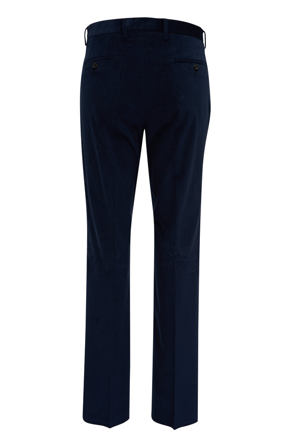 Maurizio Baldassari - Navy Stretch Corduroy Flat Front Pant