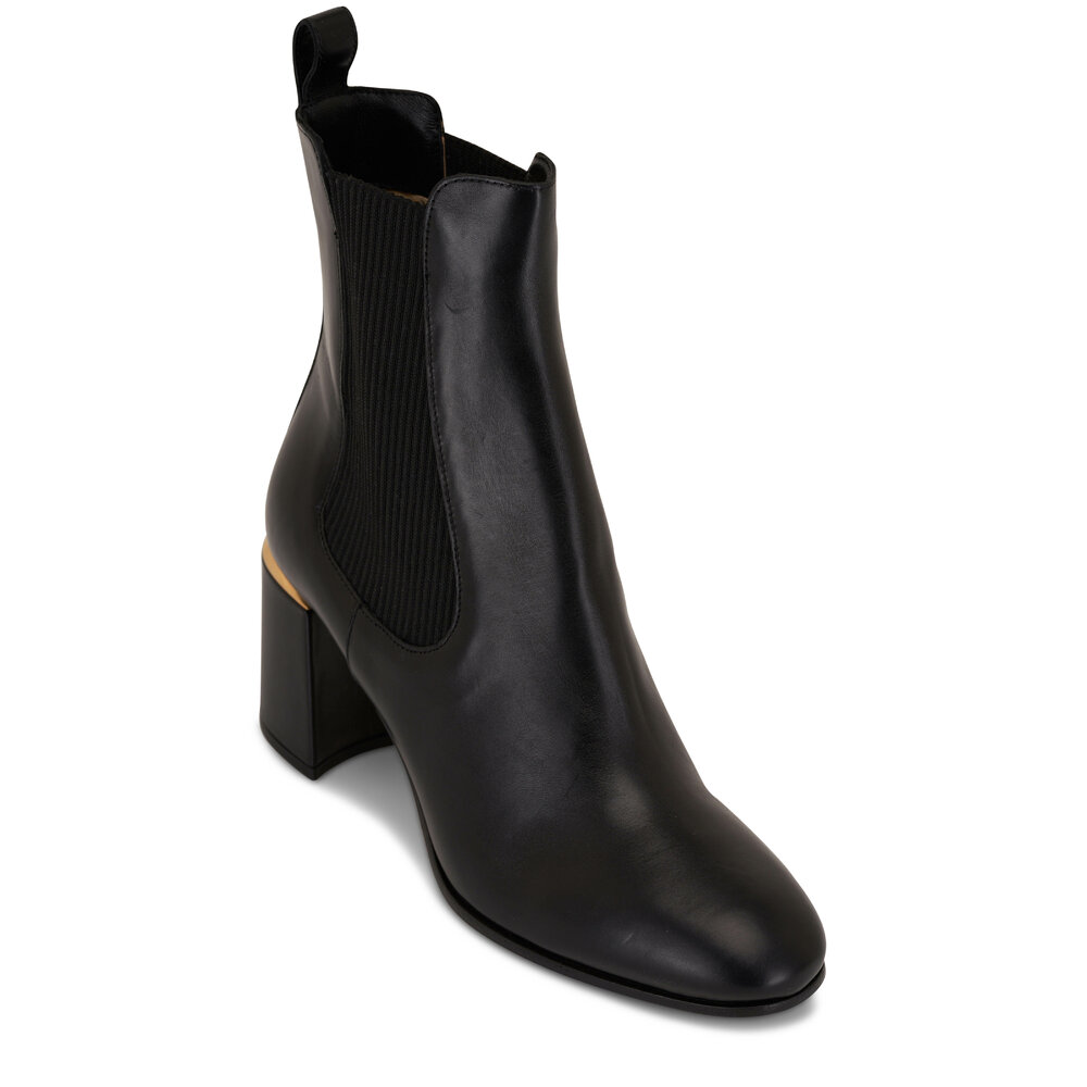 【未使用品】JIMMY CHOO 123 WALSH サイズ36 Chalk Jimmy Choo - Thessaly Black Leather Chelsea Ankle Boot, 65mm