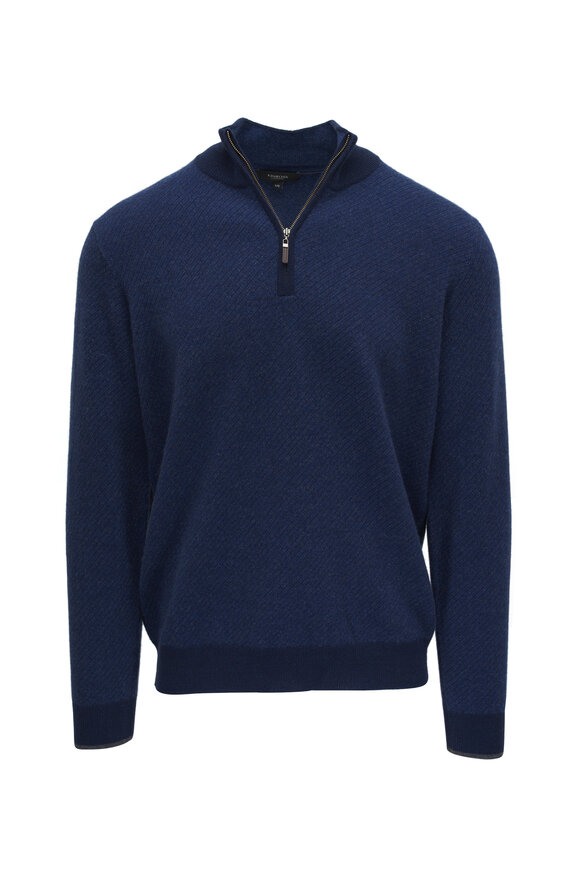 Kinross Midnight Diagonal Jacquard Quarter Zip Pullover