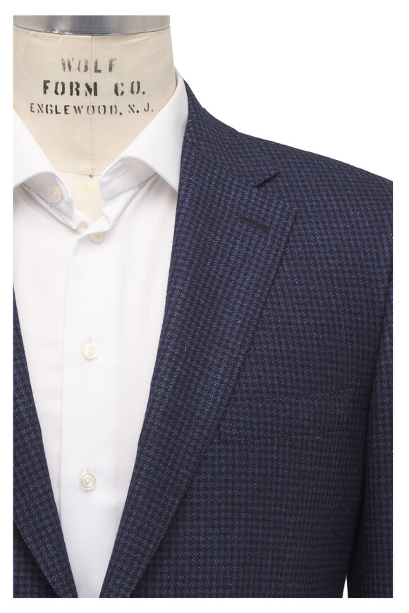Brioni Navy Plaid Wool, Silk & Linen Sportcoat - view 1