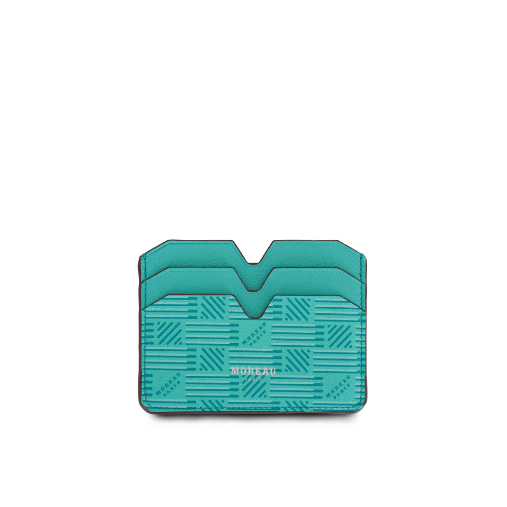 Moreau Paris - Turquoise Leather Logo Card Case | Mitchell Stores