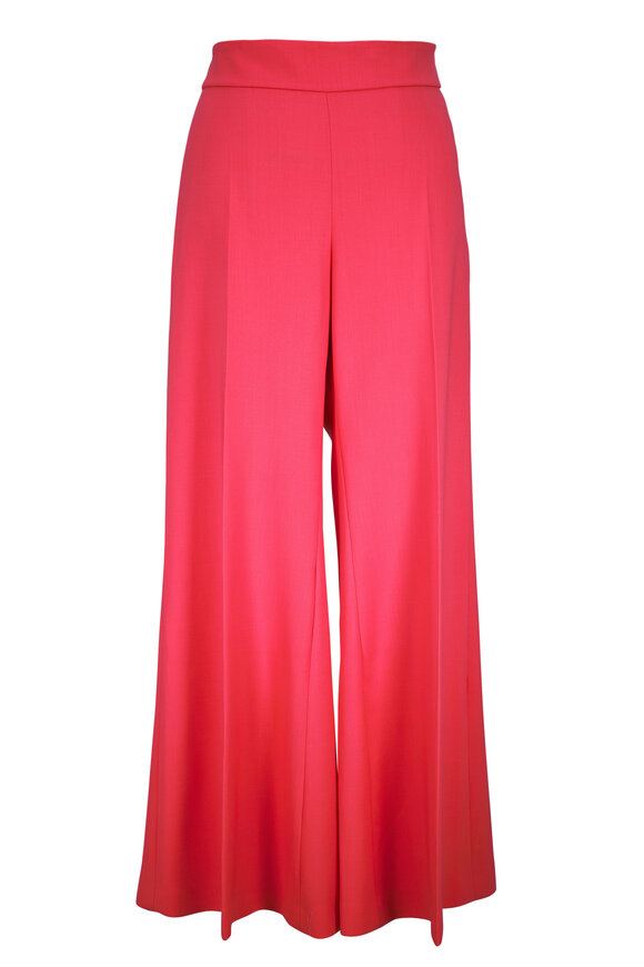 Carolina Herrera - Blue & Ecru Striped Twill Wide-Leg Pant