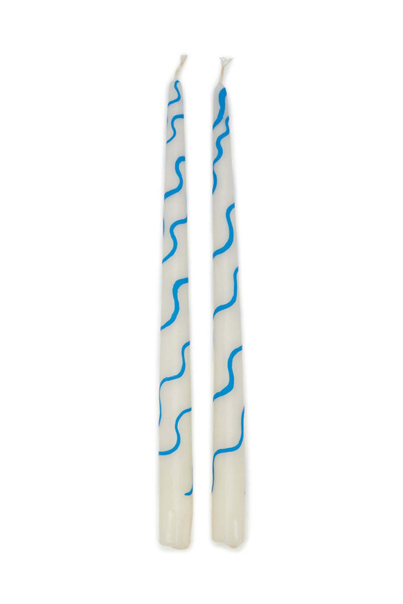 Misette Primary Squiggle Hand Painted Candles in Blue