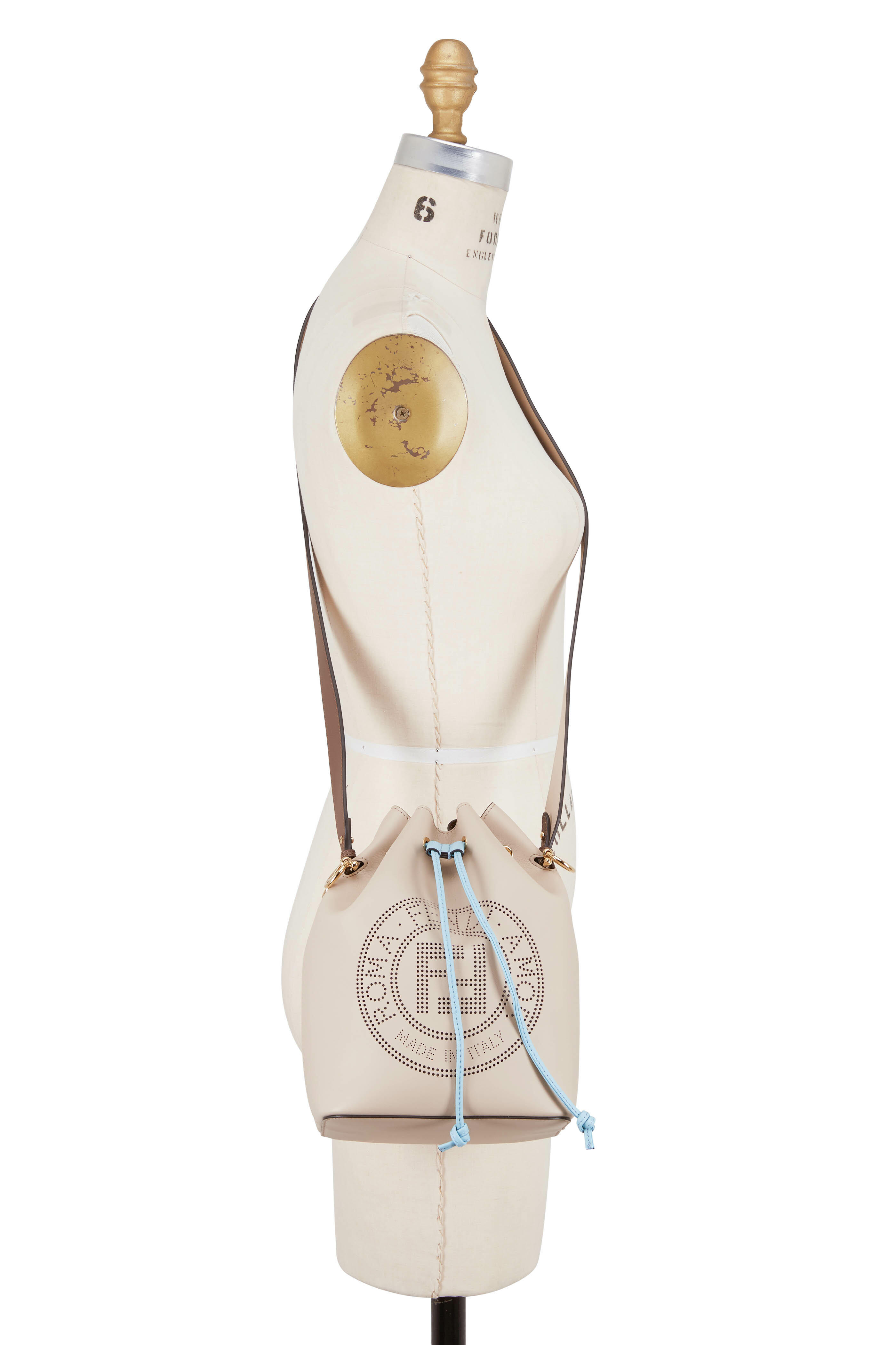 Fendi - Mon Tresor Cream & Baby Blue Leather Bucket Bag