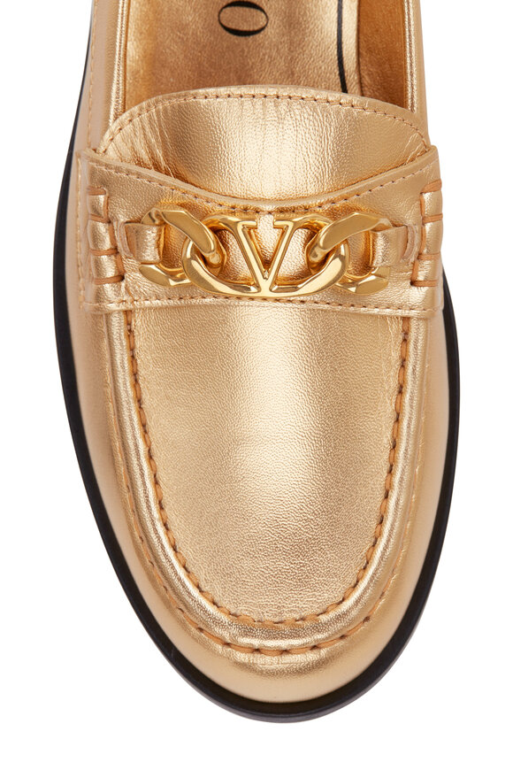 Valentino Garavani - VLogo Metallic Napa Chain Loafers