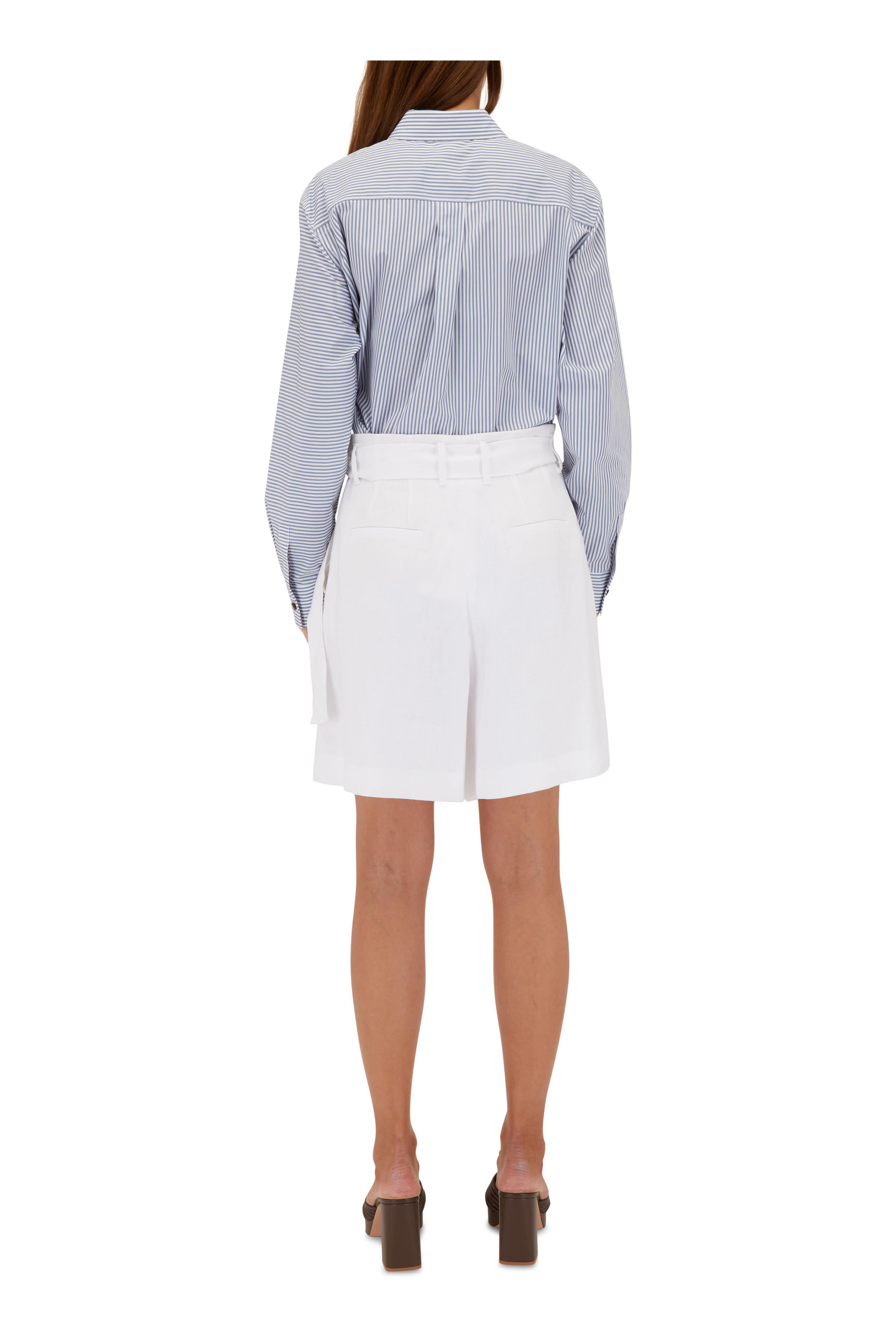 Lafayette 148 New York - Degraw White Linen Belted Shorts