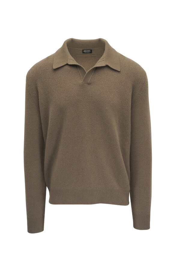 Zegna Oasi Brown Cashmere Polo