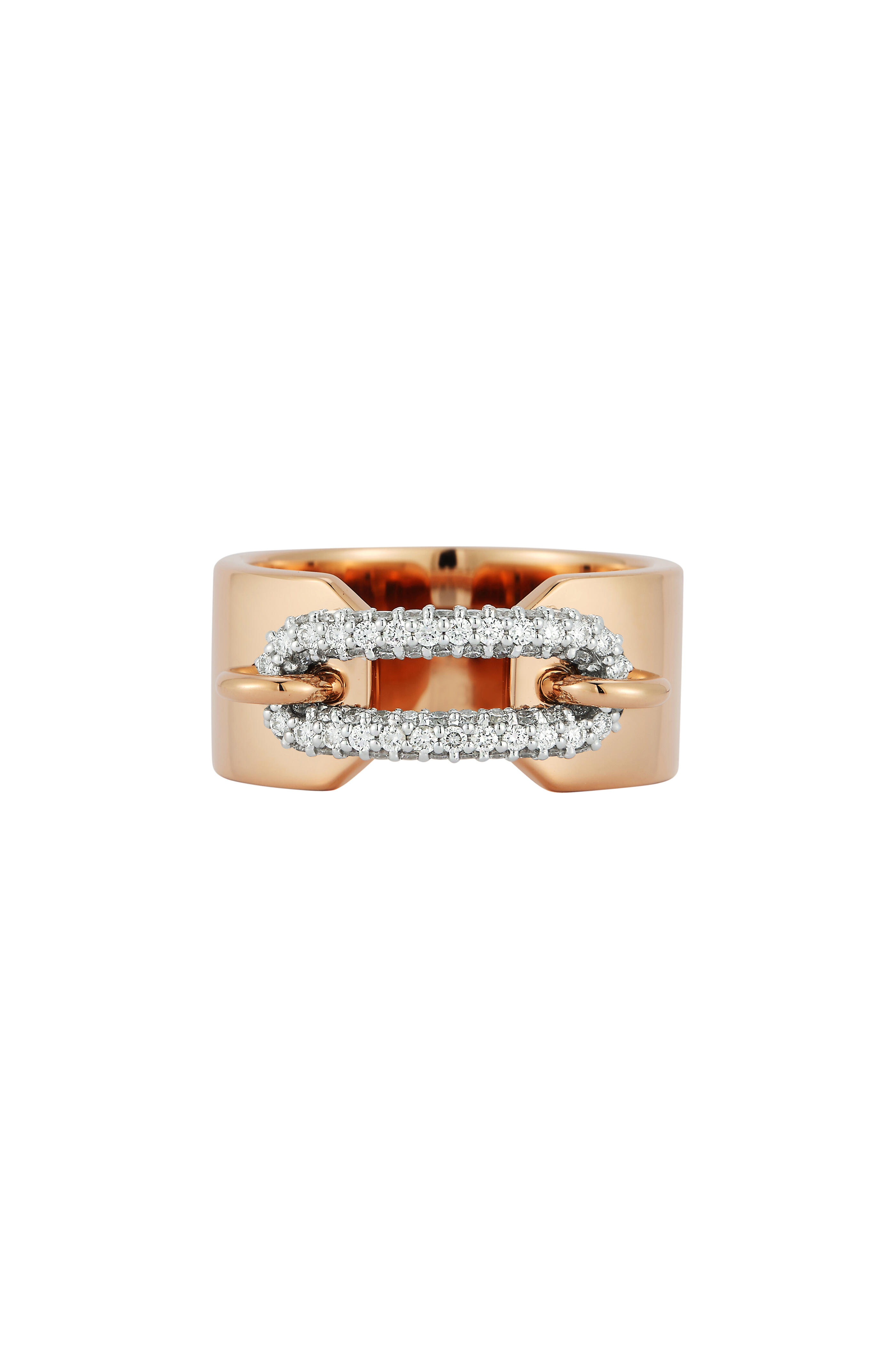 CLIVE 18K ROSE GOLD AND DIAMOND EDGE FLUTED CUFF BANGLE