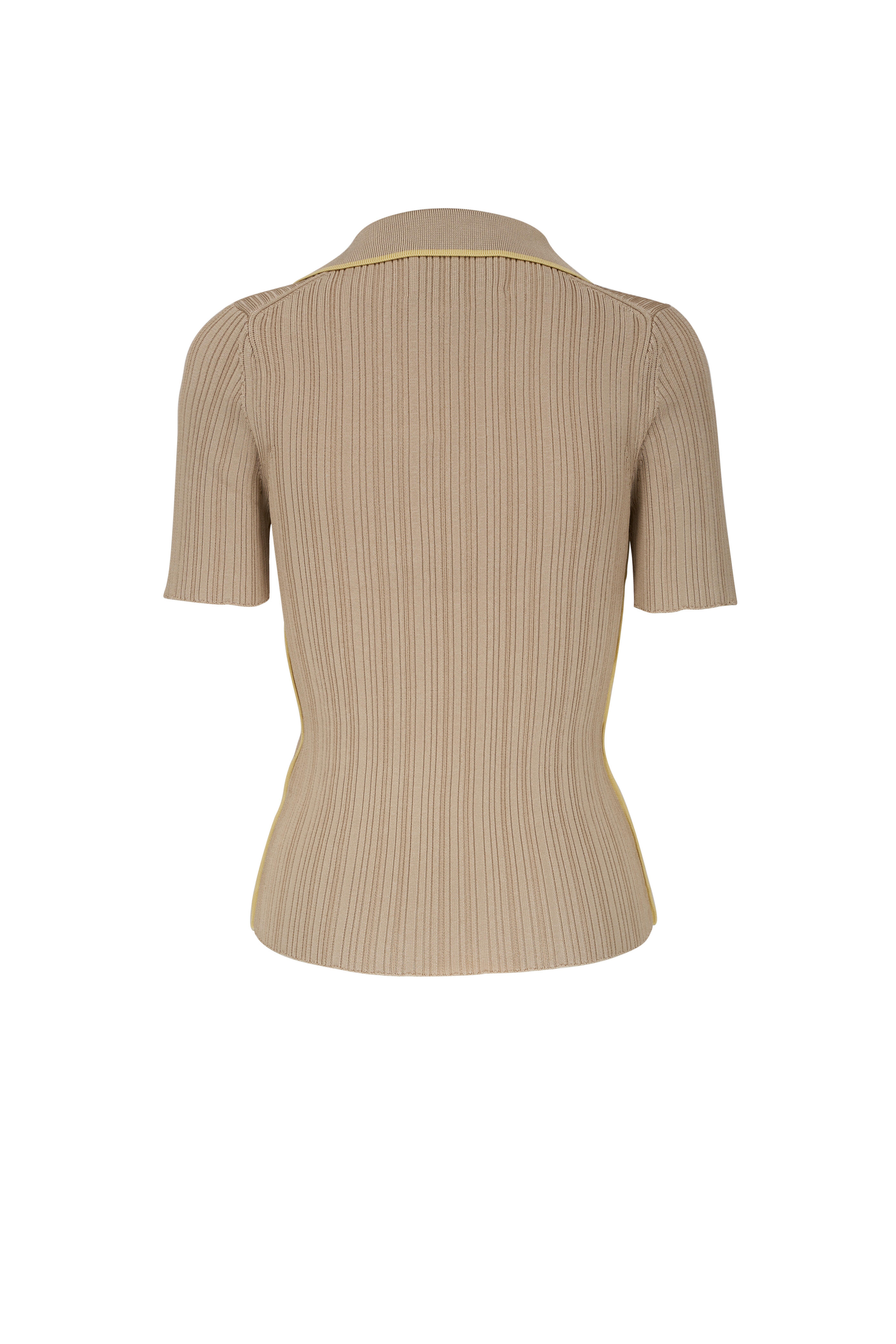 3.1 Phillip Lim - Sand Ribbed Johnny Collar Knit Top