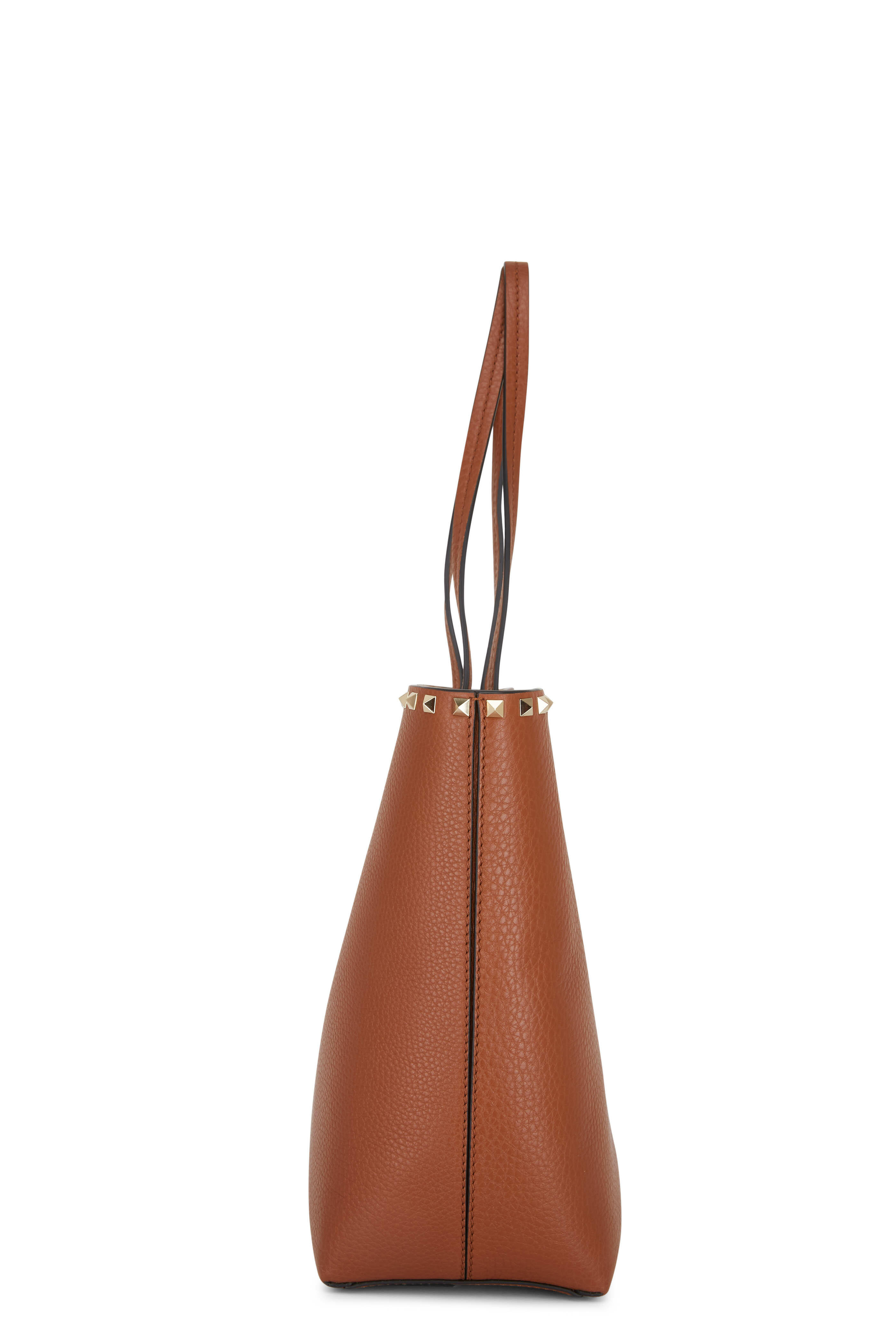 Valentino Garavani - Saddle Tan Leather Rockstud Tote Bag