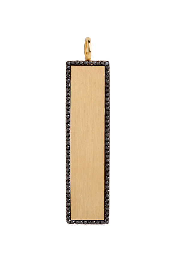Bridget King 14k Yellow Gold Black Diamond Dog Tag Pendant - view 1