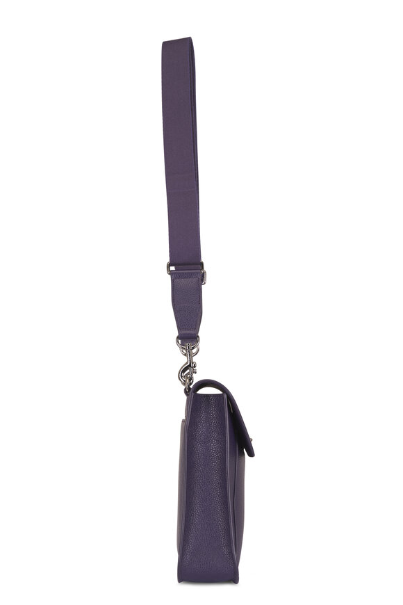 Akris Small Anouk Aubergine Leather Messenger Bag - view 3
