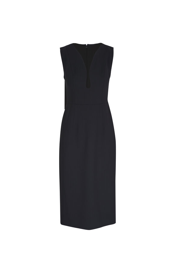 Carolina Herrera - Black Stretch Wool Midi Dress 