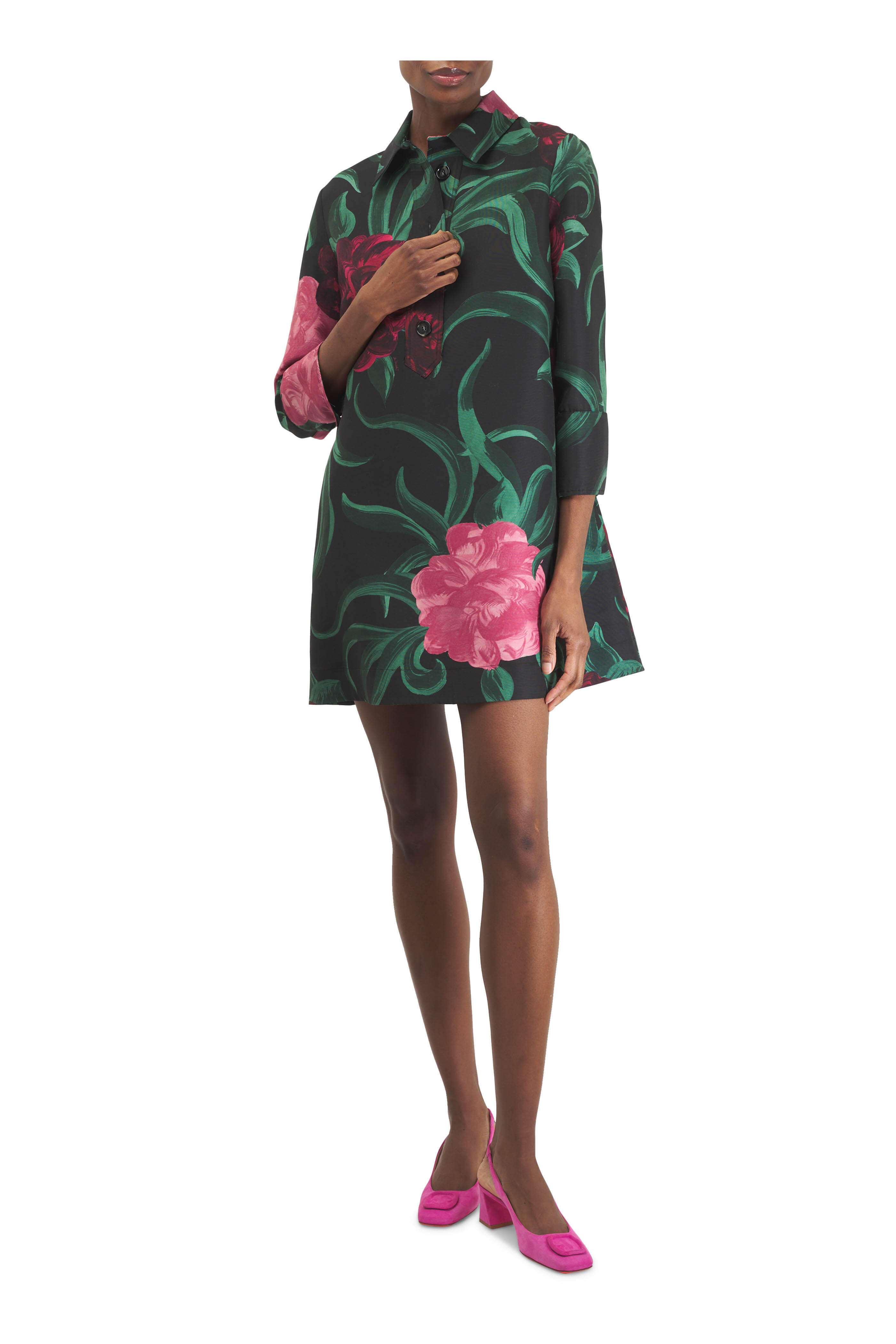 La DoubleJ - Short Artemis Wool Cady Peony Dress