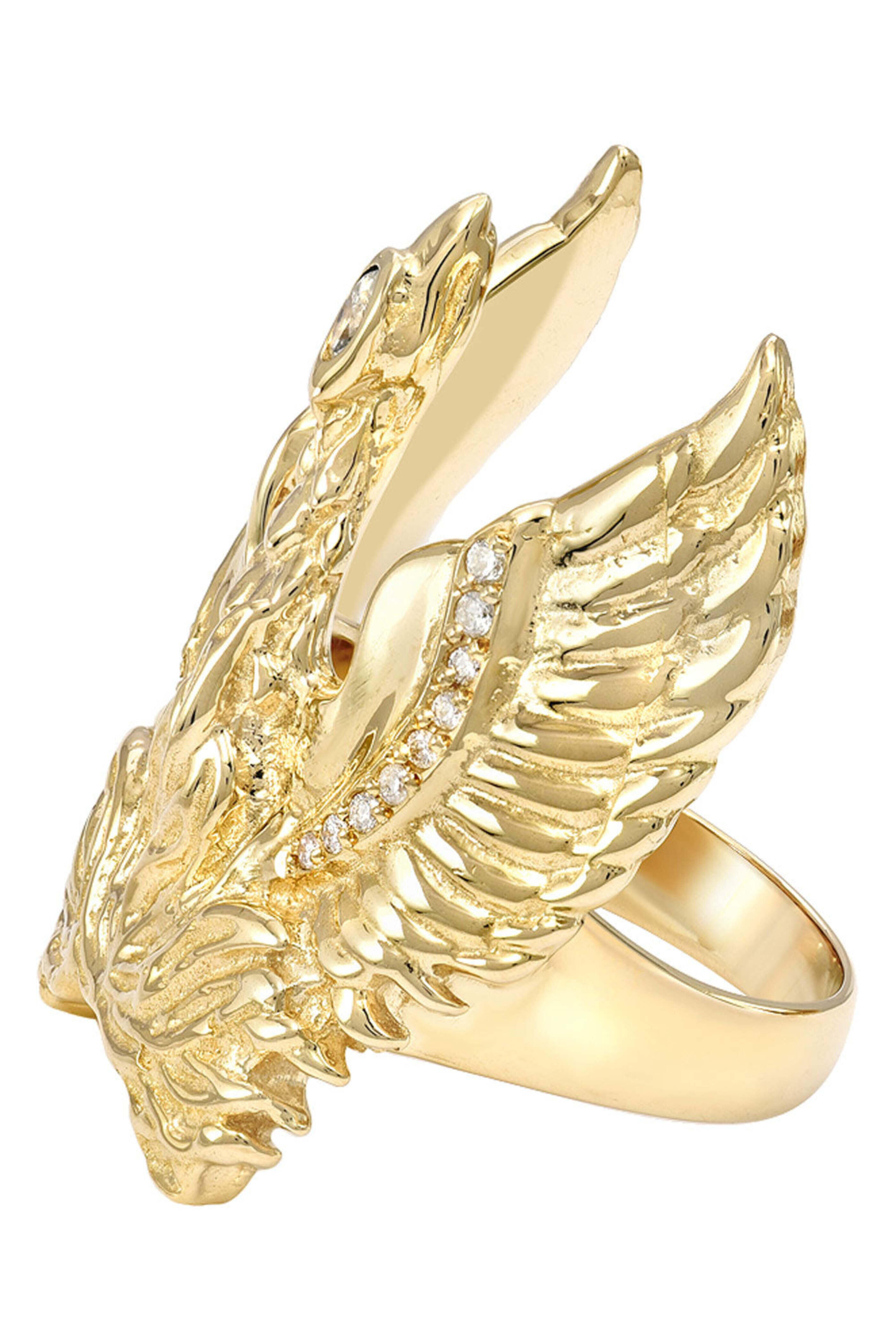 Phoneix Rig Dru - Yellow Gold Diamond Phoenix Ring | Mitchell Stores