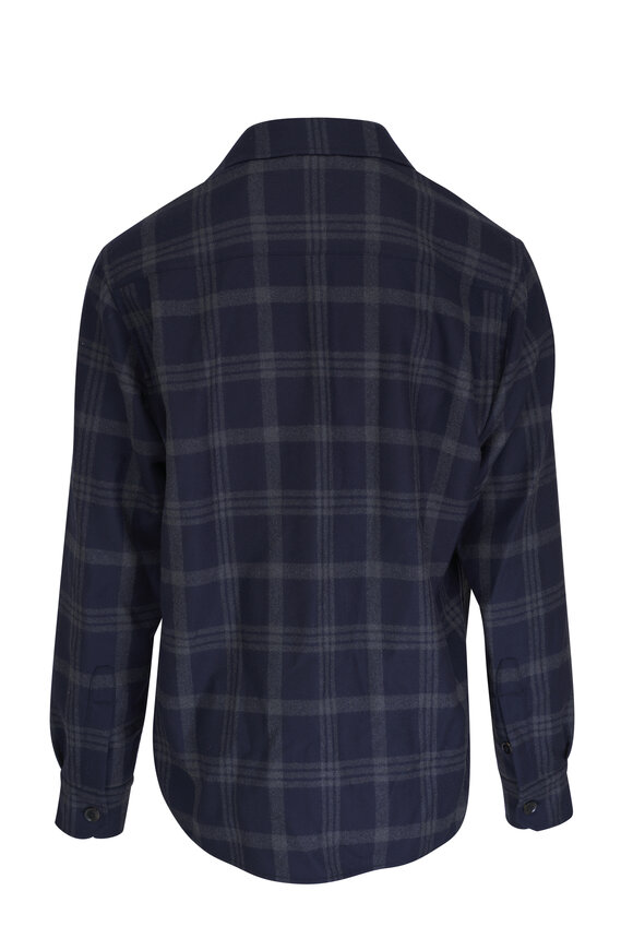 Brioni -  Windowpane Navy & Gray Wool Overshirt