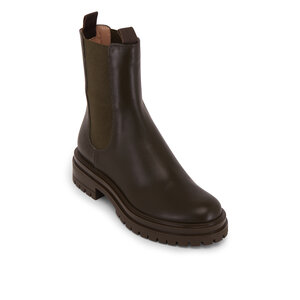 【関税込み】Gianvito Rossi Boots Gianvito Rossi - Chester Dark Olive Leather Pull-On Boot