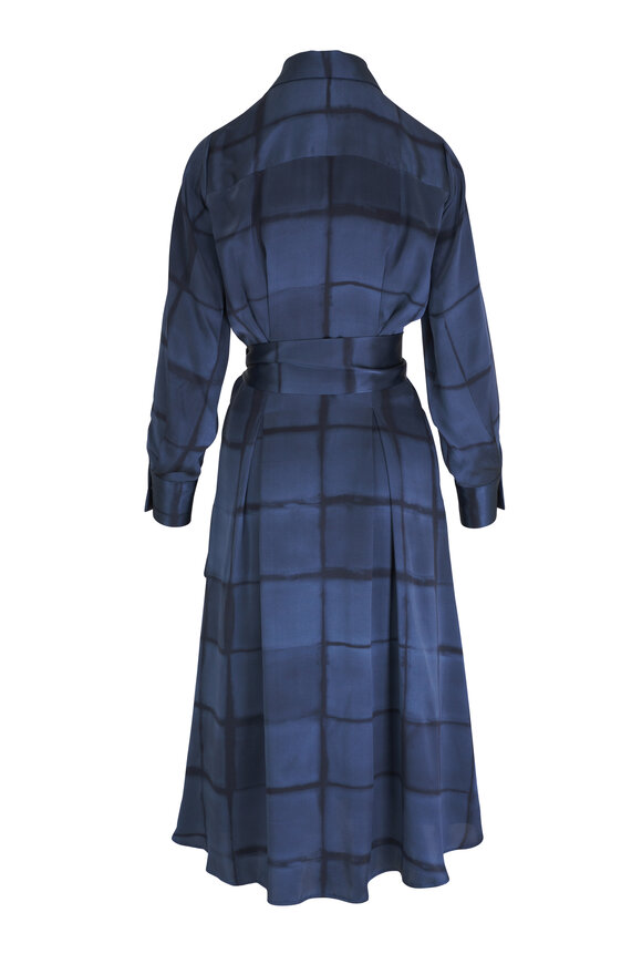 Kiton - Blue Shadow Check Silk Dress 