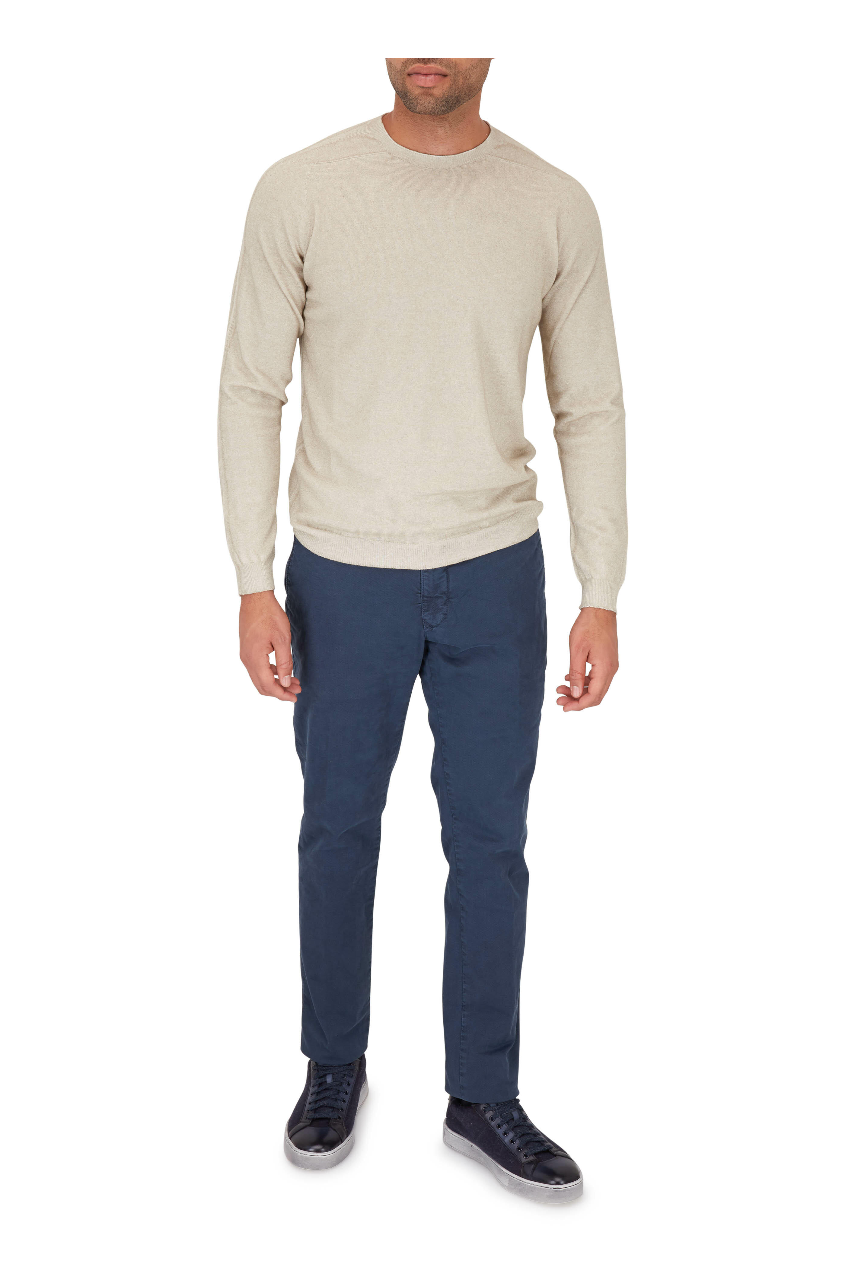 Incotex Men's Blue Tonal Micro Print Slim Fit Pants