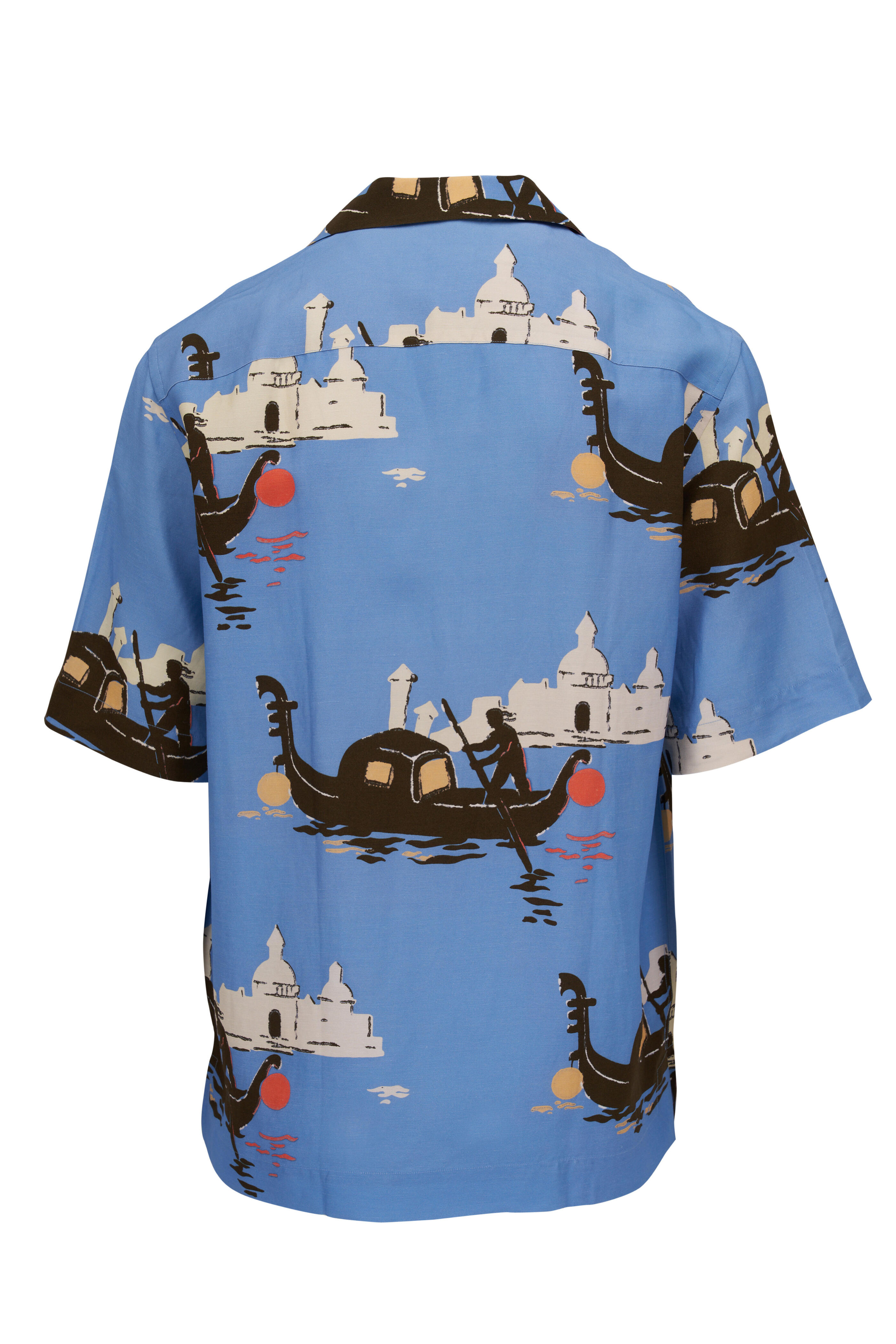 Paul Smith - Blue Gondola Print Short Sleeve Camp Shirt
