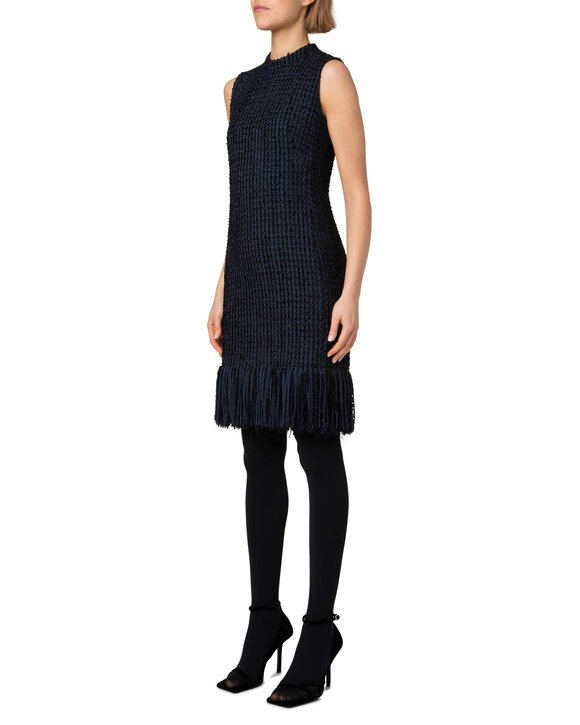 Akris Punto - Navy Blue Fringe Tweed Dress