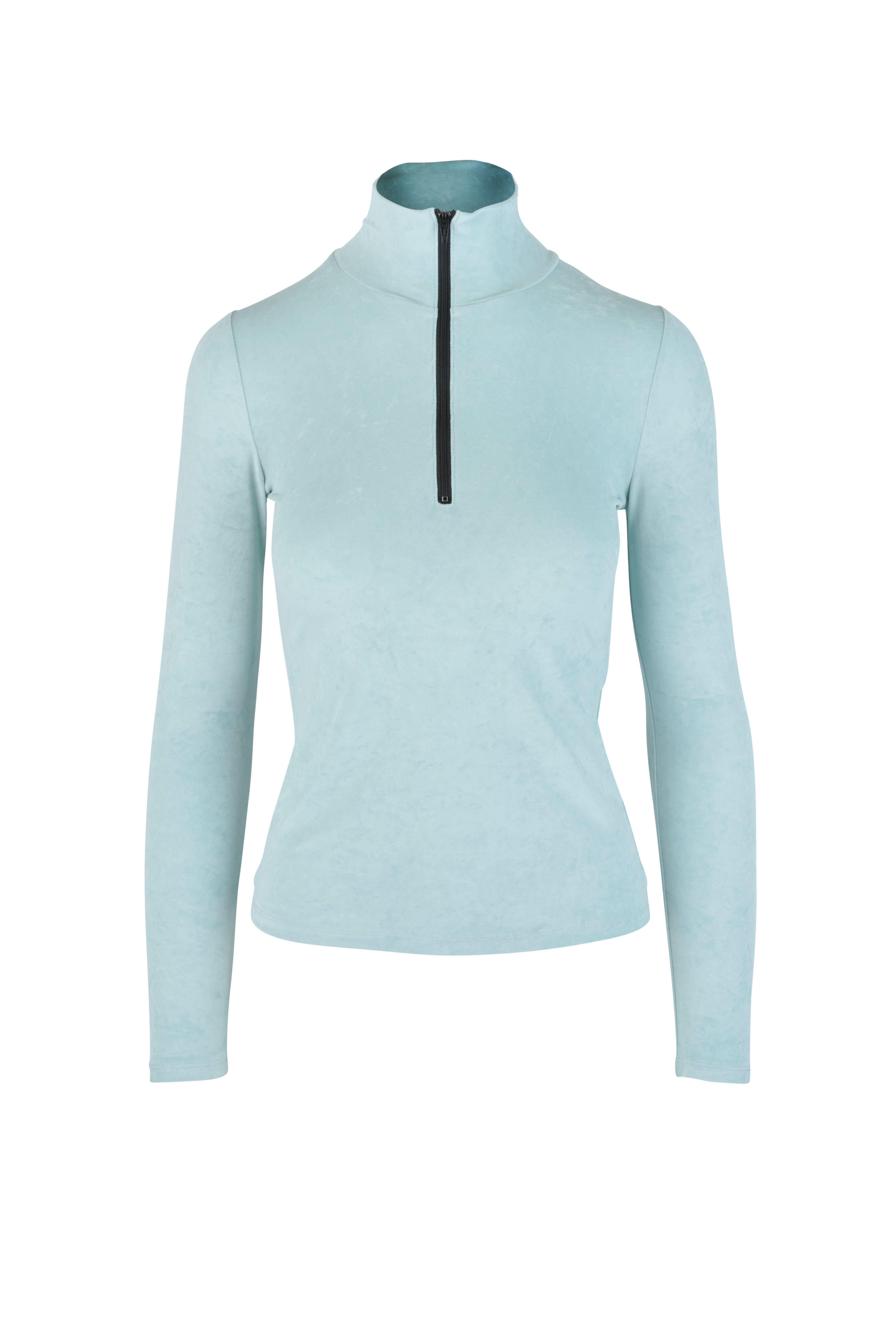 John Elliott - Celadon Velvet Jersey Quarter-Zip Top