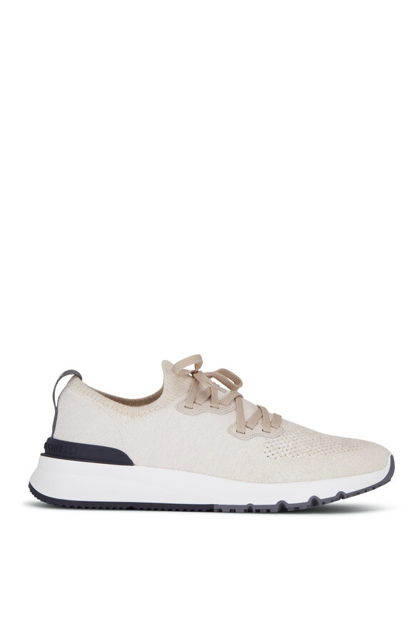 Brunello Cucinelli - Beige Mélange Cotton Knit Sneaker