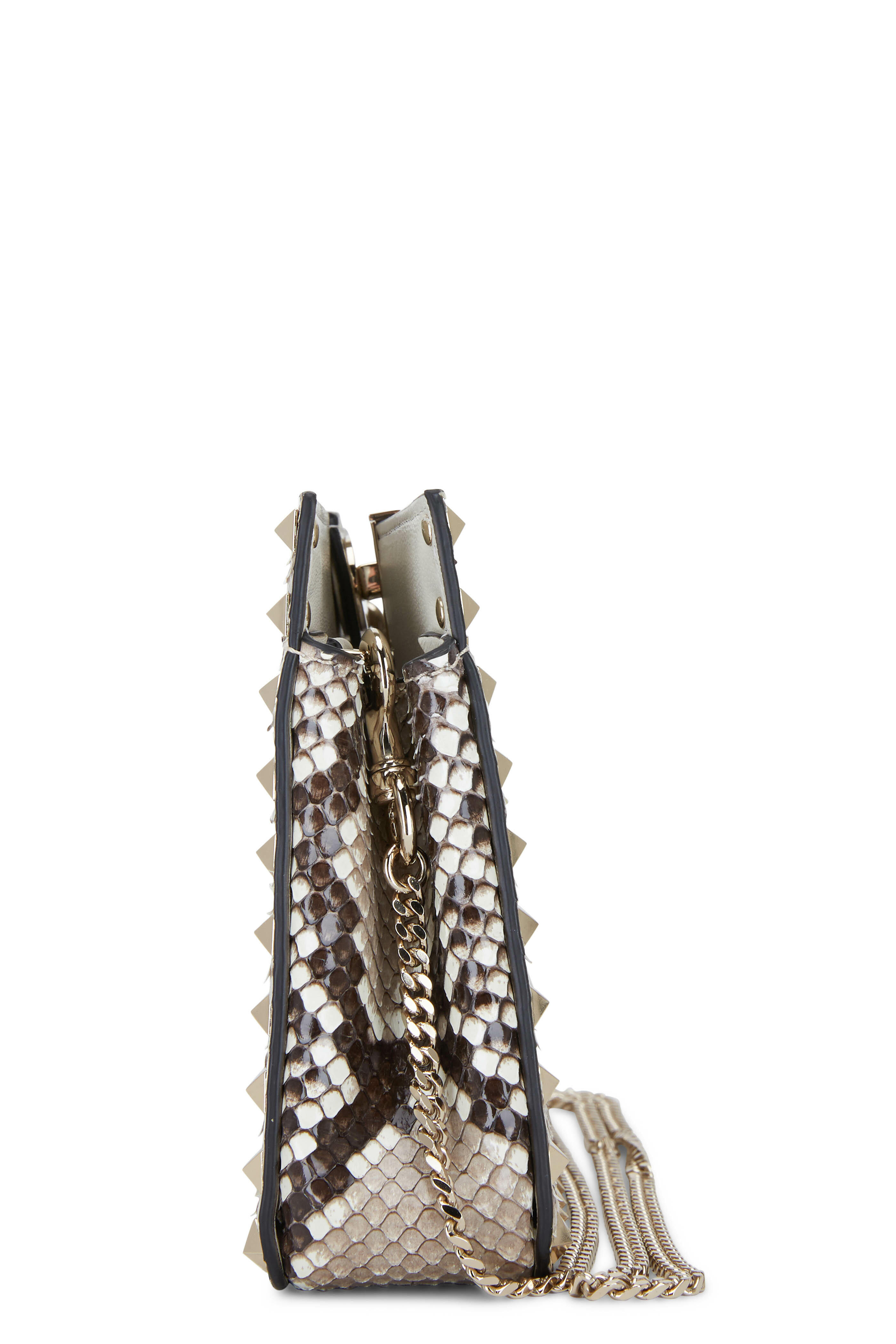 Valentino Garavani - Natural Python Rockstud Chain Clutch