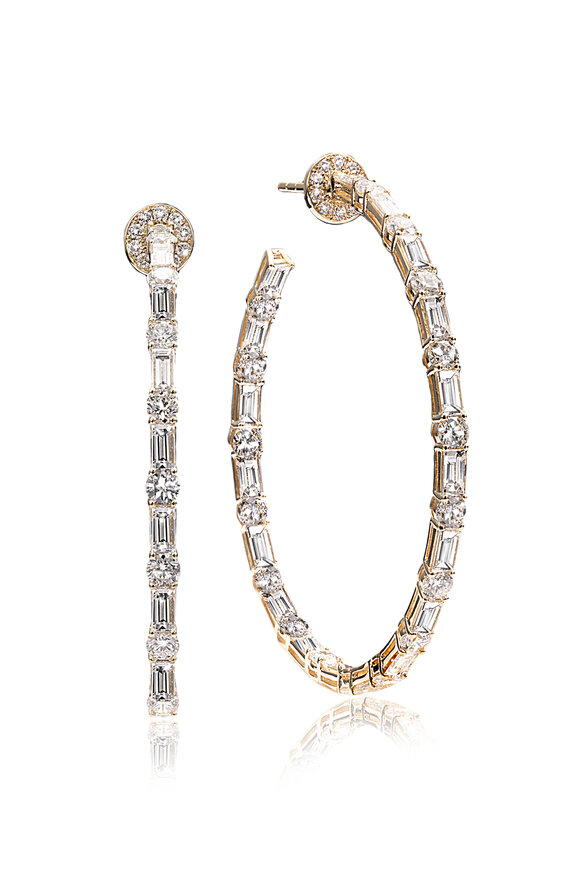 Nam Cho 18k Diamond Baguette & Round Hoop Earring - view 1