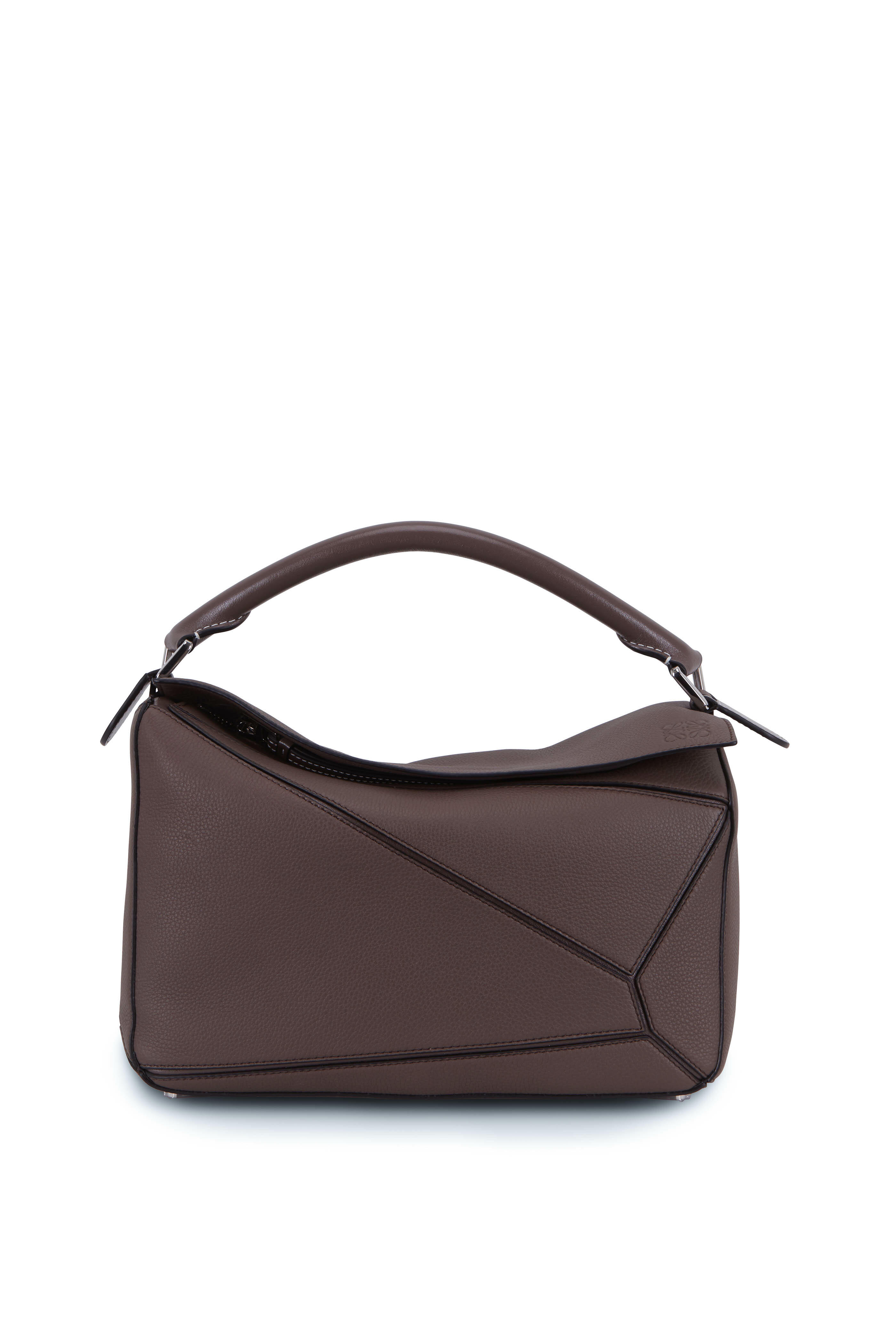 LOEWE Small Puzzle Classic Calfskin Shoulder Bag Black/Taupe
