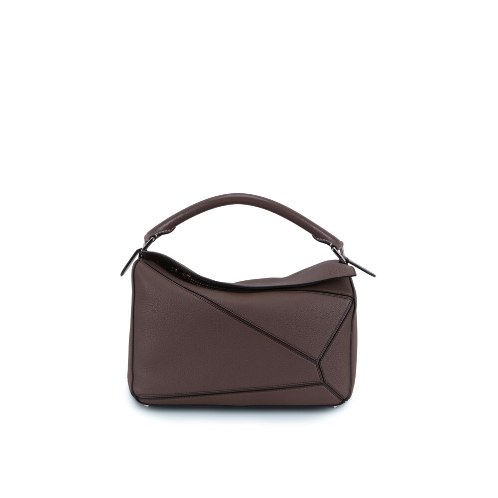 Loewe Puzzle Small Bag In Dark Taupe Leather in Brown