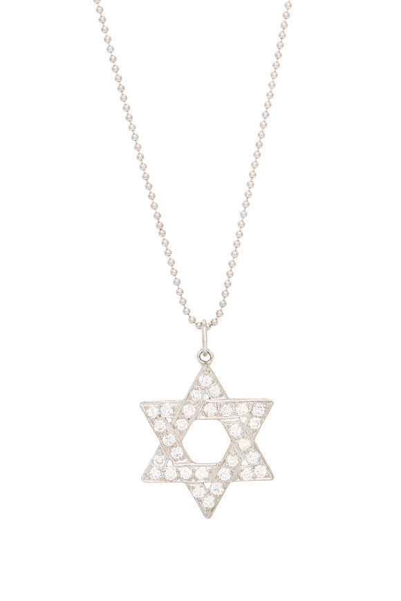 Renee Lewis 18k White Gold Diamond Pave Star of David Necklace - view 2