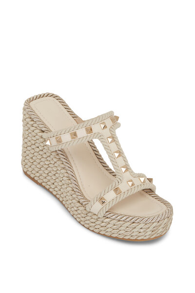 Valentino torchon rockstud leather wedge online sandals