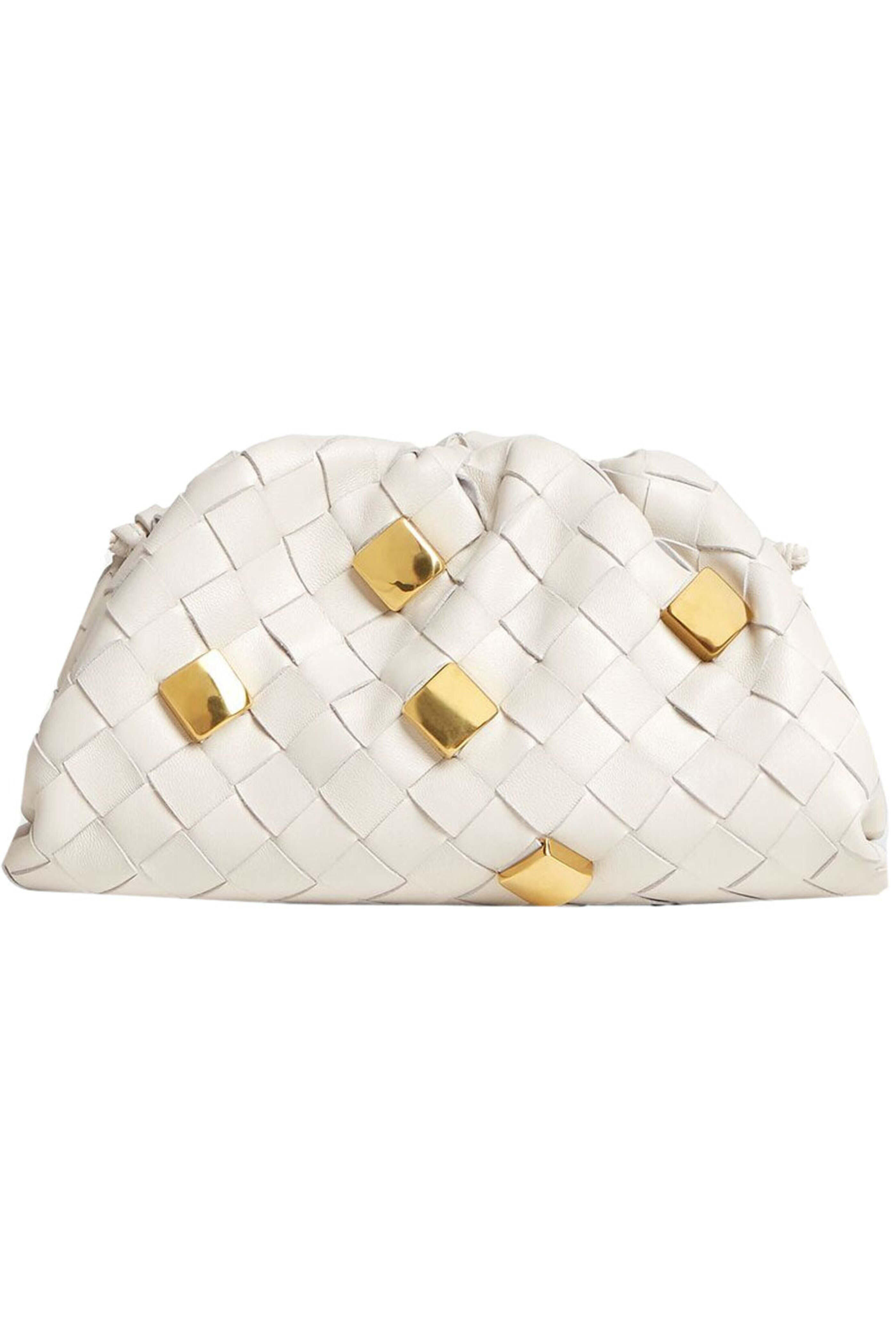 Bottega Veneta - Mini Pouch Crossbody with Embellishment in Chalk