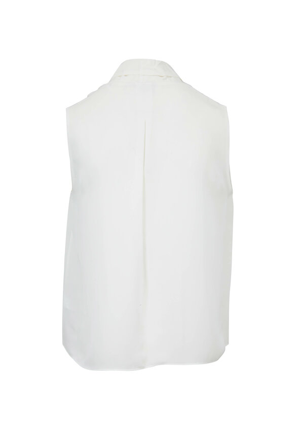 Vince - Optic White Silk Sleeveless Blouse