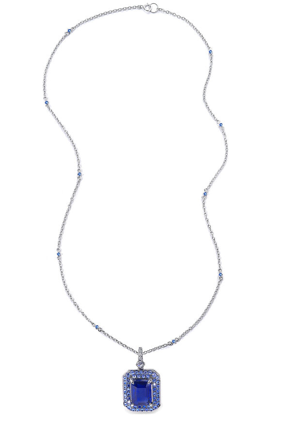 Nam Cho Kyanite, Blue Sapphire & White Gold Necklace