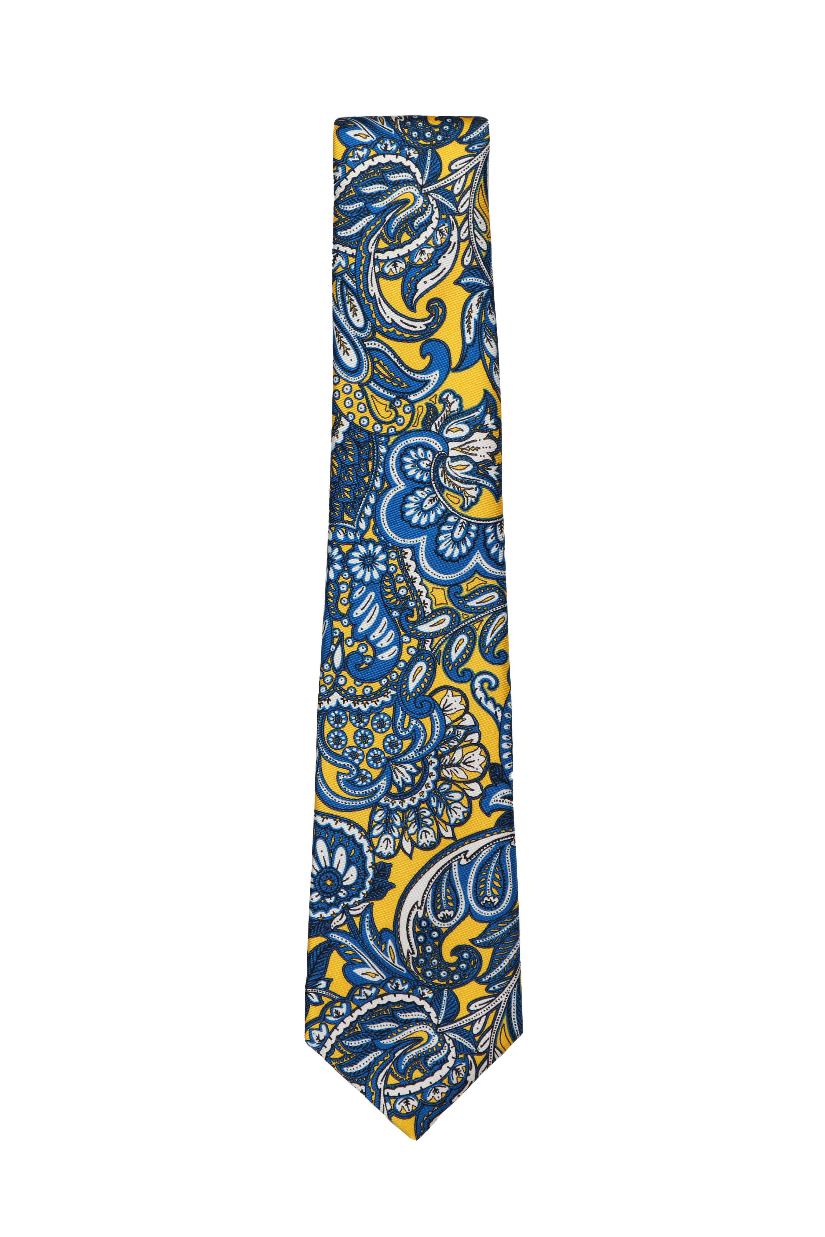 Kitonネクタイ Kiton - Navy & Blue Stripe Silk Necktie | Mitchell Stores