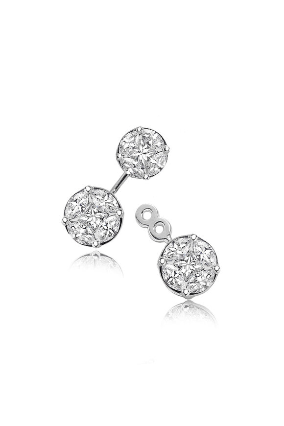 Nam Cho 18k White Gold Invisible Round Detach Studs - view 2