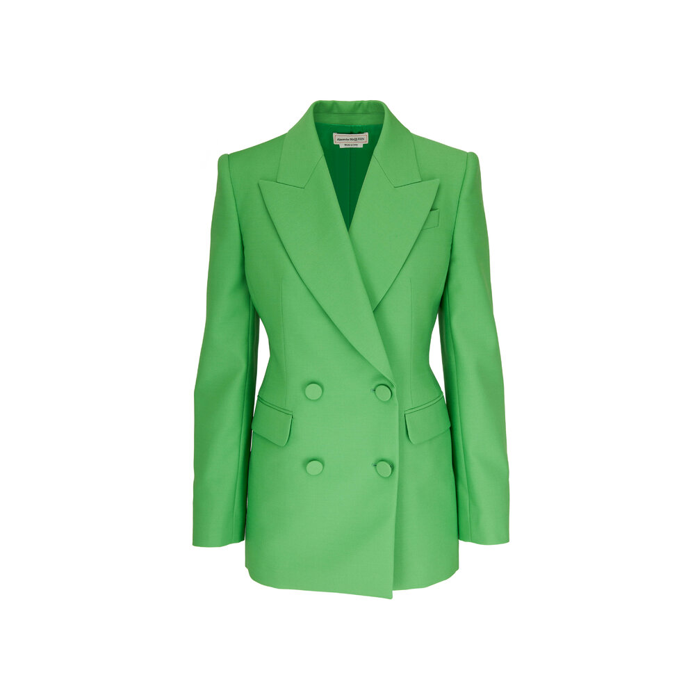 Alexander McQueen - Bright Green Fitted Double-Breasted Jacket