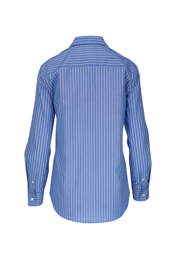 Nili Lotan - Raphael Blue & White Classic Striped Cotton Shirt 