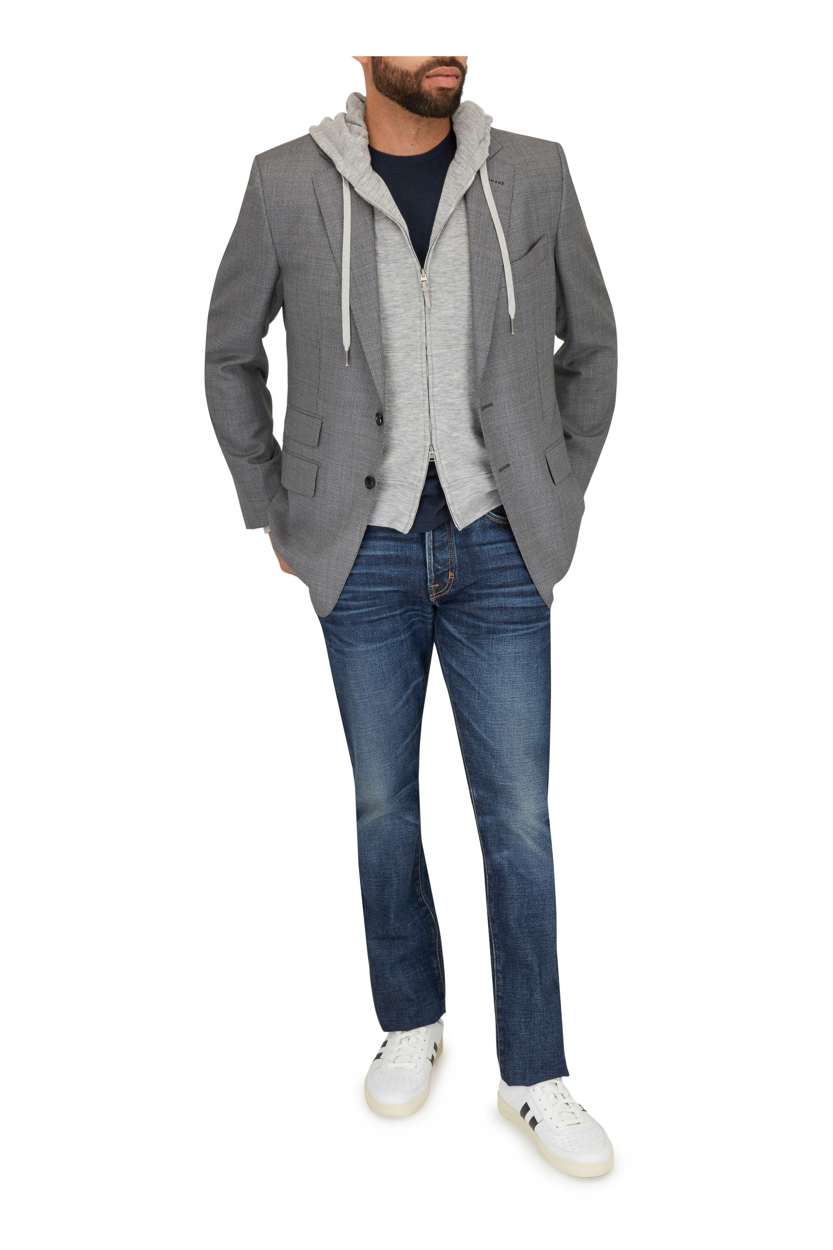 Tom Ford - Grey Cashmere Zip Hoodie | Mitchell Stores