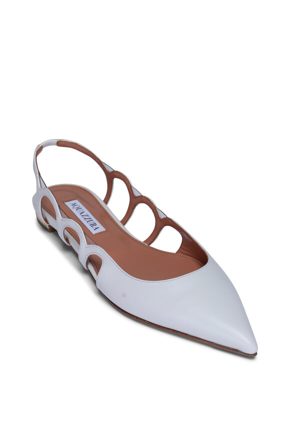 Valentino Garavani - V-Logo Light Ivory Leather Slingback, 80mm